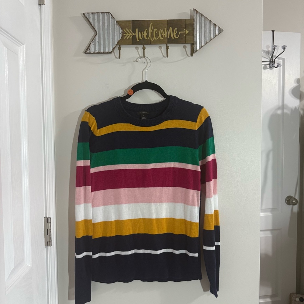 Halogen Multicolor Striped Crewneck Sweater Size Medium